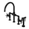 Kingston Brass KS2330NX Industrial Style Bridge Kitchen Faucet with Brass Sprayer, Matte Black KS2330NX - alternate 1